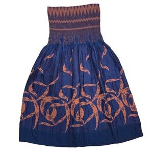 Lapis Strapless Blue and Brown Dress